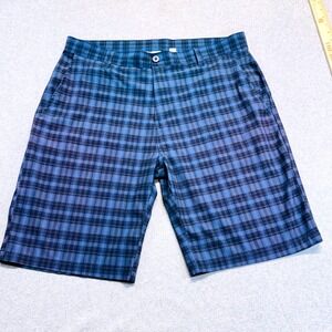 Ron Jon Surf Shop Plaid‎ Shorts Mens 36 Blue Navy Black Coastal Casual Summer
